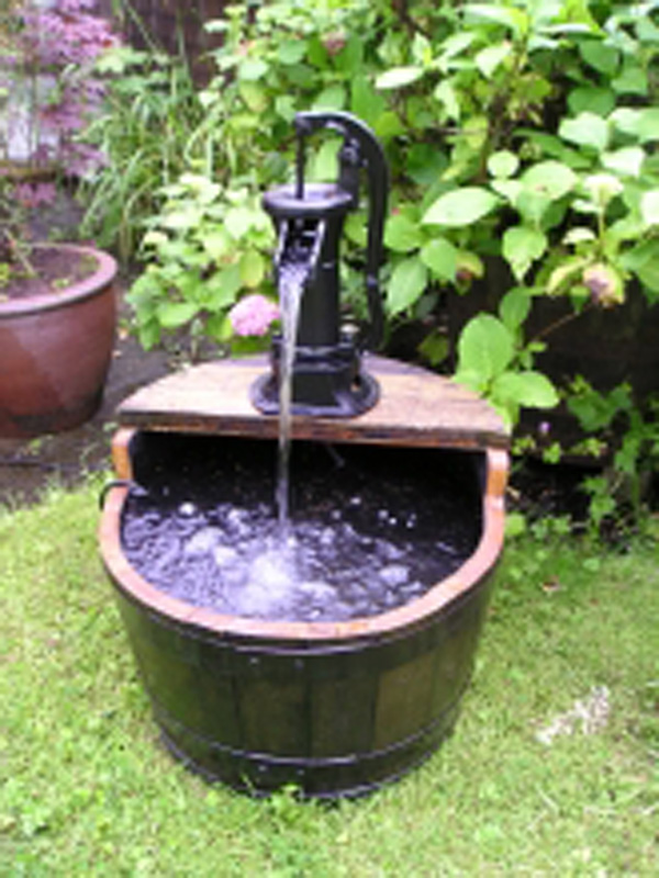 Light Oak Pitcher Pump Water Garden Oak Barrel Water Features
