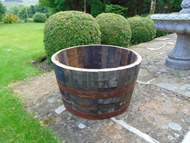 24" Natural Finish Oak Tubs HalfBarrel Planters Oak Tubs / Barrel Planters Large Oak Tubs