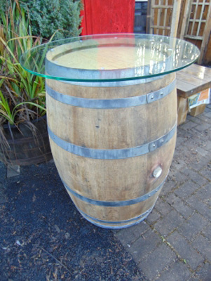 French Wine Barrel Glass Top Table - 225Litre