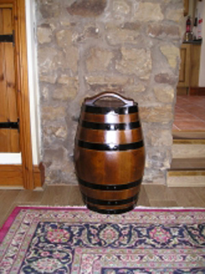 30L Dark Stained Oak Barrel Bin - NO STOCK