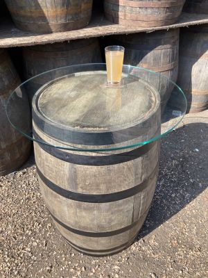Bourbon Barrel Glass Top Table