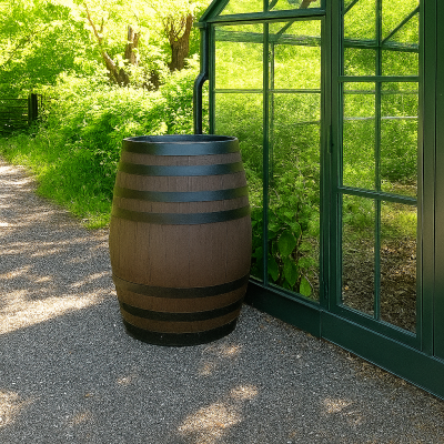 100 Gallon Stained Barrel Water Butts