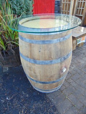 French Wine Barrel Glass Top Table - 225Litre