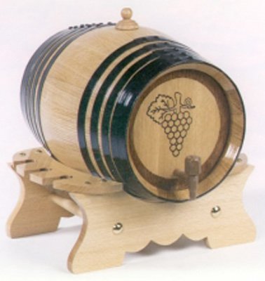Seasoned Oak 16 Litre Engraved Grape Bunch Wine Barrel