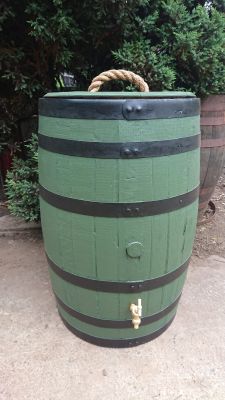 40 Gallon green Stained Barrel Water Butts