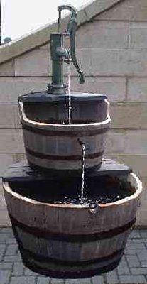 Village Pump Cascade Water Garden - Two Tiers of Oak Half Barrels