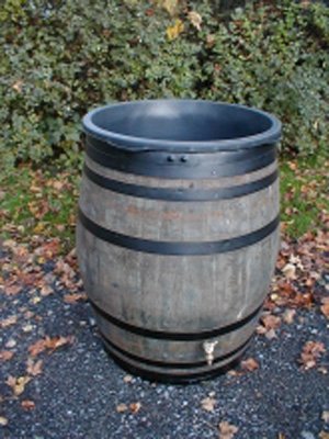 Oak Barrel Drinks Cooler Rustic Finish with Black Hoops