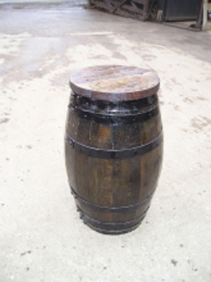 Tall Barrel Stools Dark Varnished