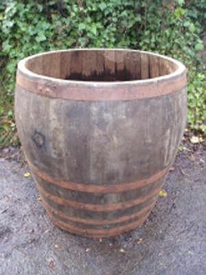 39" Natural Finish Giant Oak Tubs Half-Barrel Planters