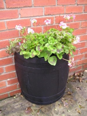 Half Barrel Wall Planter Dark Stained Finish