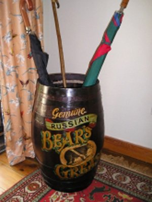 Umbrella Walking Stick Barrel With Russian Bear Artwork