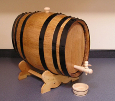 Oak 10-litre Oval Shaped Wine Barrel laquered finish