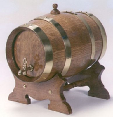 Oak 16 Litre Brass Bound Wine Barrels with Laquered Finish