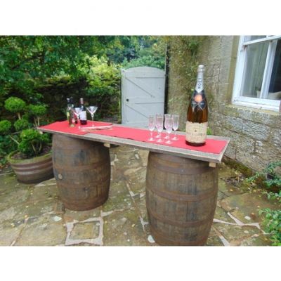 BARREL BENCH BAR - 1 BAR TOP + 2 BARRELS