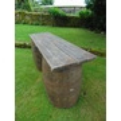 BARREL BENCH BAR - 1 BAR TOP + 2 BARRELS