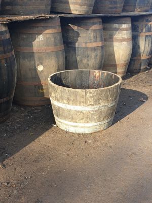 Half French Oak Wine Barrel Tub Planter - 28" Diameter