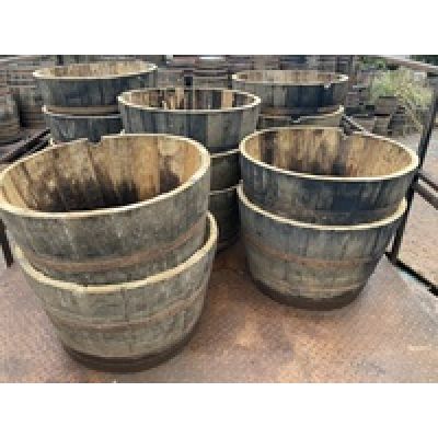 MULTI-BUY -12 X HALF HOGSHEAD BARREL PLANTERS