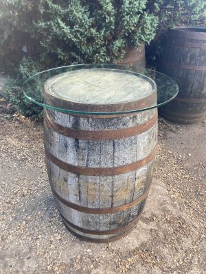 Bourbon Barrel Glass Top Table