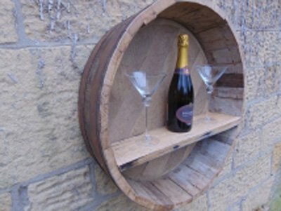 Shallow Wall Display BarrelWith Bottle Shelf