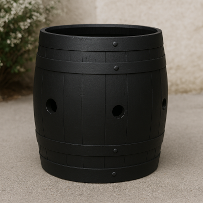Strawberry Firkin Barrel Planter - Dark Stained Finish
