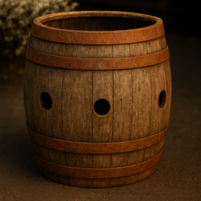 Strawberry Firkin Barrel Planter - Natural Finish