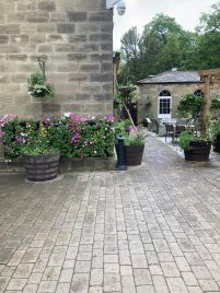 36" Natural Finish Oak Tubs Half-Barrel Planters