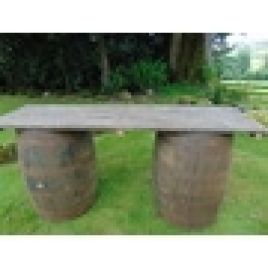 BARREL BENCH BAR - 1 BAR TOP + 2 BARRELS
