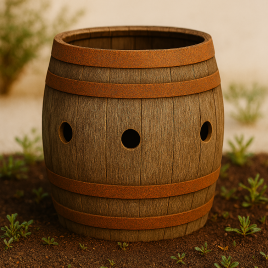 Strawberry Kilderkin Barrel Planter - Natural Finish